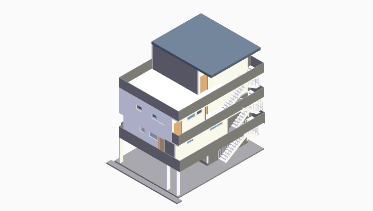 40x40 | East Facing 3D model rendering