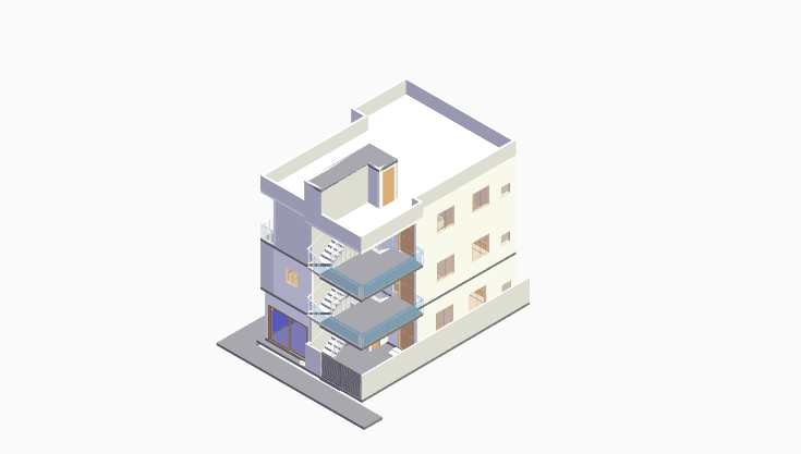 20x40 | South Facing 3D model rendering