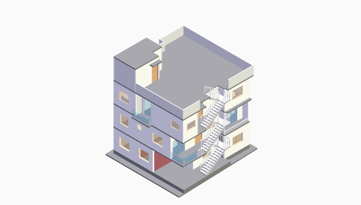 40x40 | West, South Facing 3D model rendering